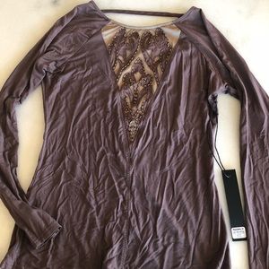 Low back embroidered long sleeve